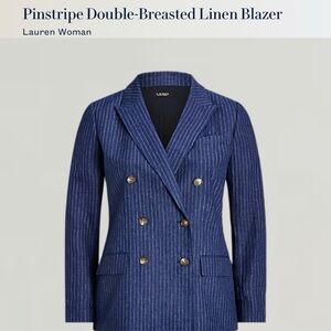 Ralph Lauren Pinstripe Double-Breasted Linen Blazer